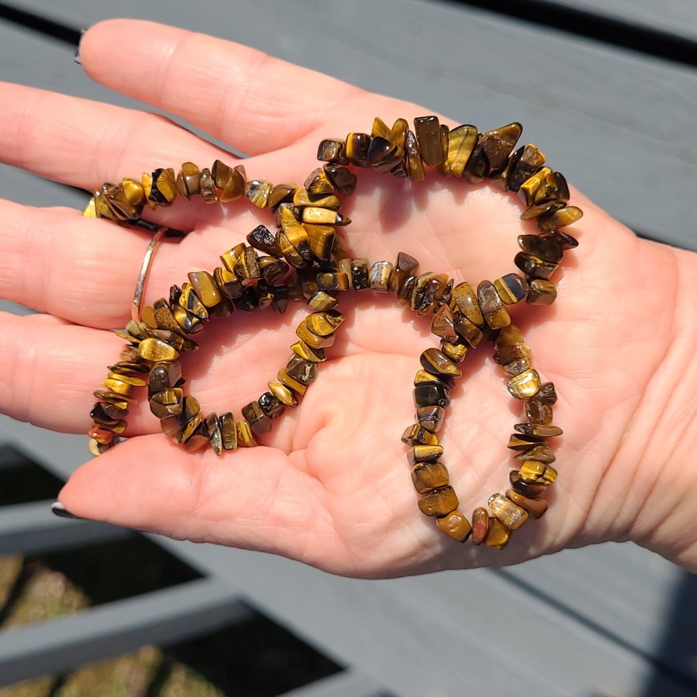 Tigers Eye Stone Chip Necklace 18" - Picture 4 of 8